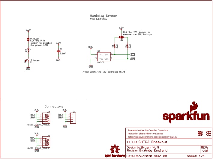 Schematic - SparkFun SHTC3 Humidity Sensor Breakout Board (SEN-16467)